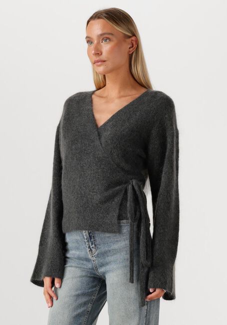 Grijze SECOND FEMALE Vest BROOK KNIT WRAP CARDIGAN - large