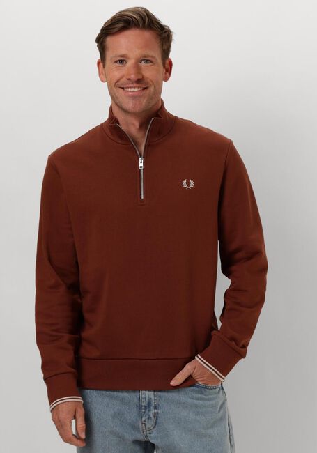 Bruine FRED PERRY Sweater HALF ZIP SWEATSHIRT - large
