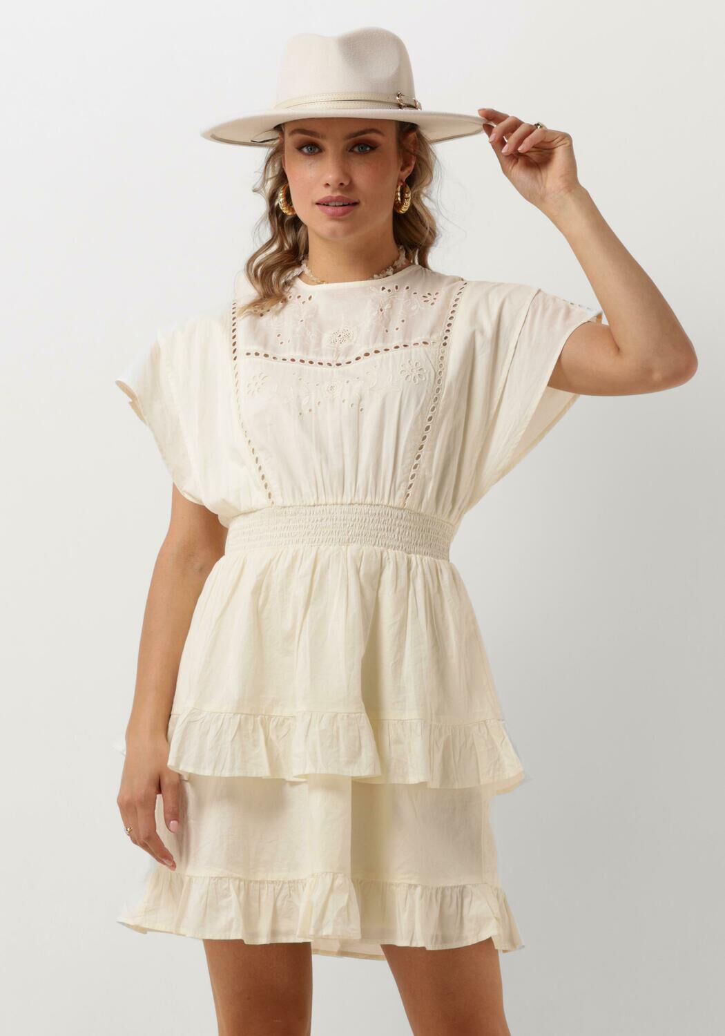 SCOTCH & SODA Dames Jurken Mini Dress With Broderie Anglaise Gebroken Wit