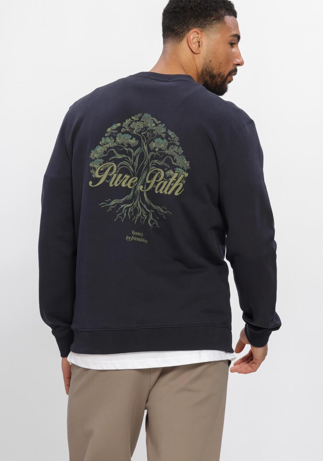 Donkerblauwe PURE PATH Sweater ROOTED TREE - large