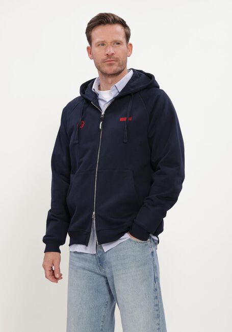 Donkerblauwe WOODBIRD Sweater WBPAW EMBLEM ZIP HOODIE - large