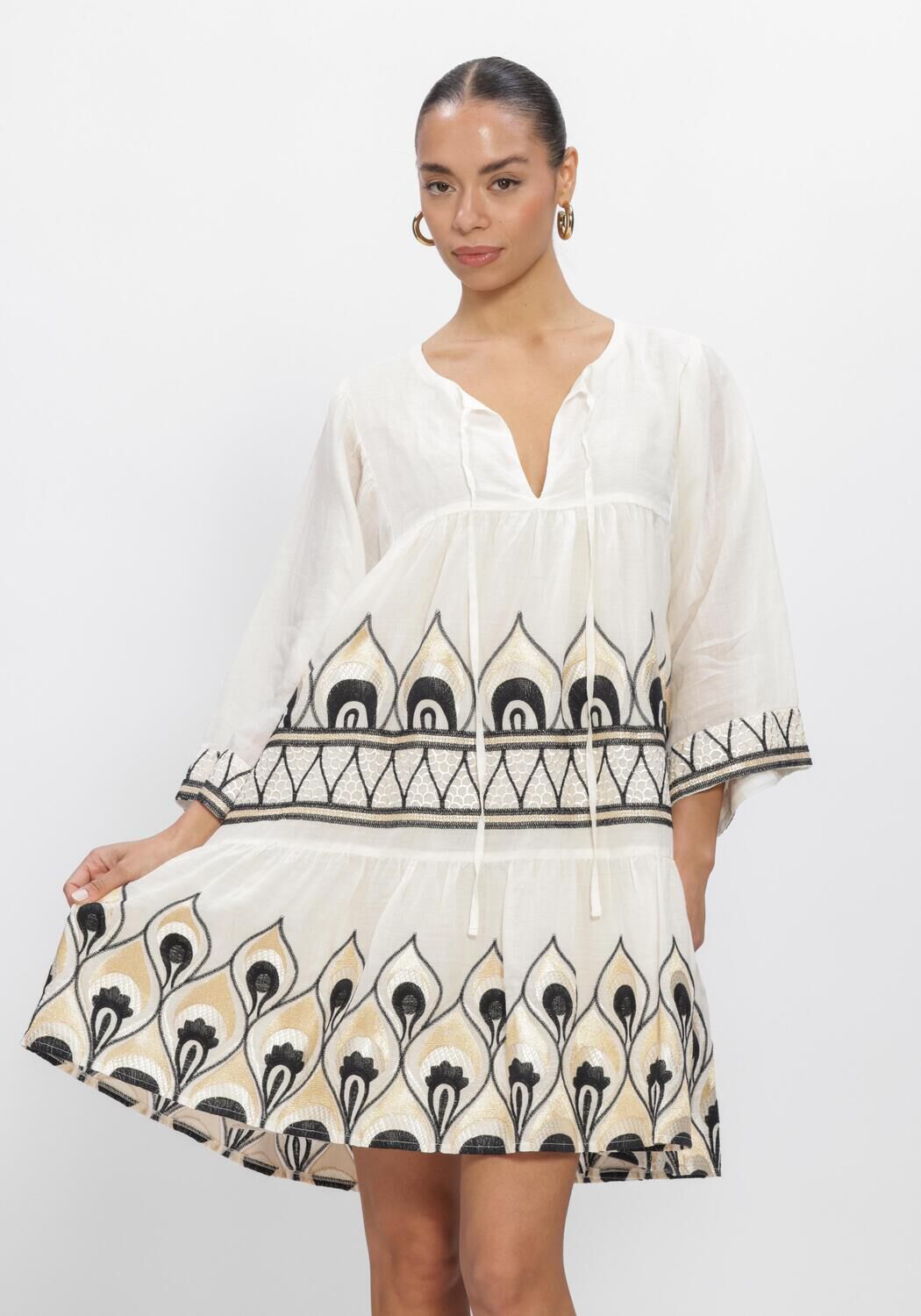 Gebroken wit GREEK ARCHAIC KORI Mini jurk S26K-4033165 - large
