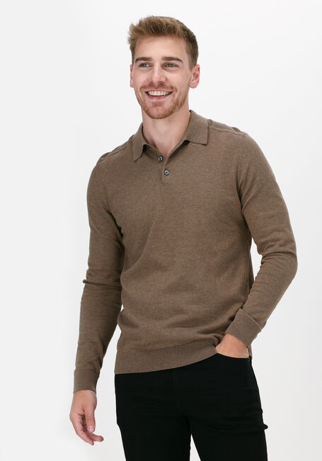 Taupe SELECTED HOMME Polo SLHBERG LS KNIT POLO NECK B NO - large
