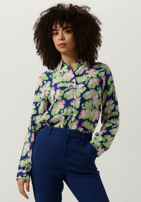 Blauwe POM AMSTERDAM Blouses MILA LILIES BLUE BLOUSE - large