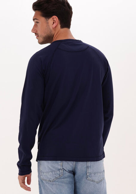 Blauwe SCOTCH & SODA  GARMENT-DYED LONG-SLEEVED GRANDAD T-SHIRT - large