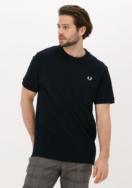 Donkerblauwe FRED PERRY T-shirt POCKET DETAIL PIQUE SHIRT - large