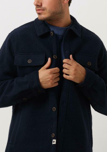 Donkerblauwe ANERKJENDT Overshirt AKLION BOILED WOOL - large