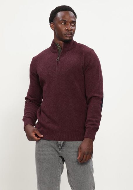 Roze BARBOUR Trui HOLDEN HALF ZIP KNITTED JUMPER KNITWEAR - large