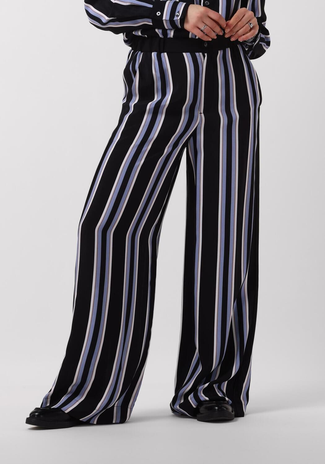 VANILIA Dames Broeken Striped Wide Leg Zwart