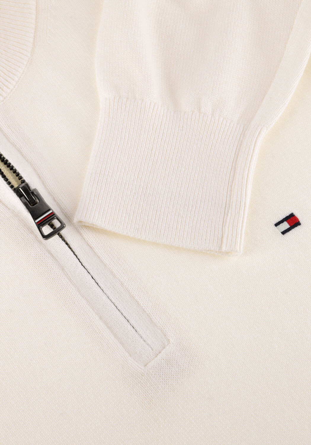 Ecru TOMMY HILFIGER Trui PIMA ORG CTN CASHMERE ZIP MOCK - large