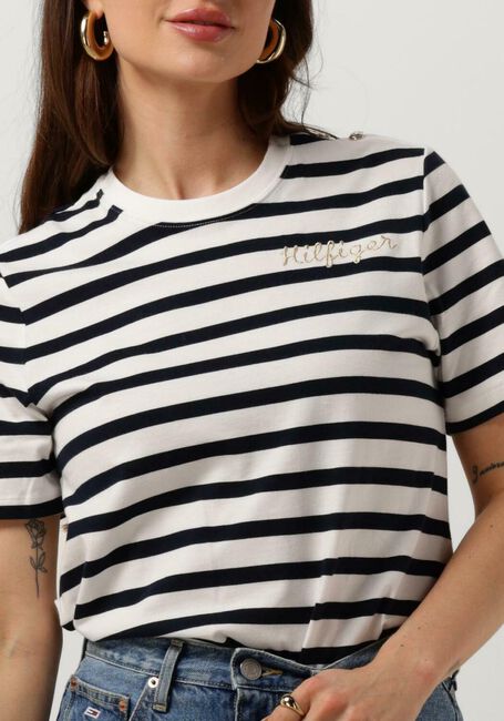 Witte TOMMY HILFIGER T-shirt REG GOLD BUTTON C-NK SS - large