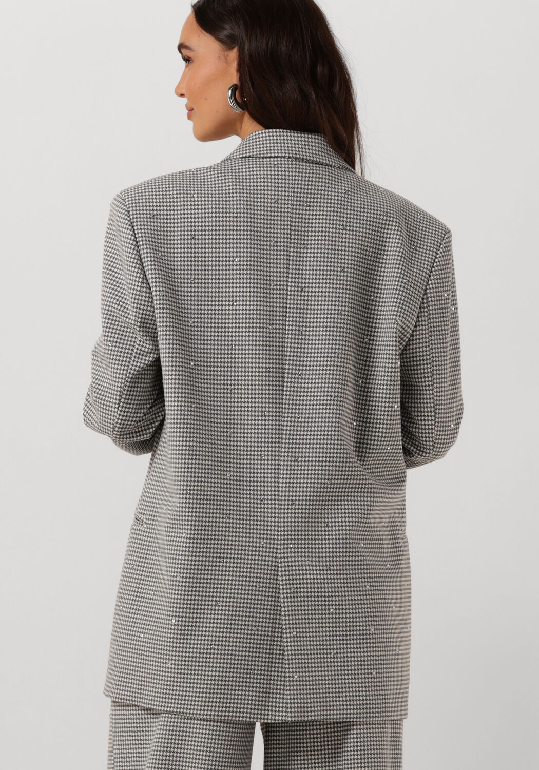 ALIX THE LABEL Dames Blazers Ladies Woven Mini Check Blazer Grijs