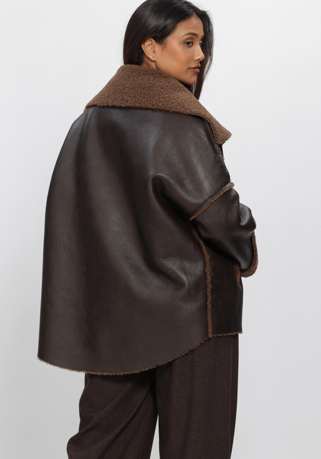 Bruine ELEH Leren jas EFW260149 - large