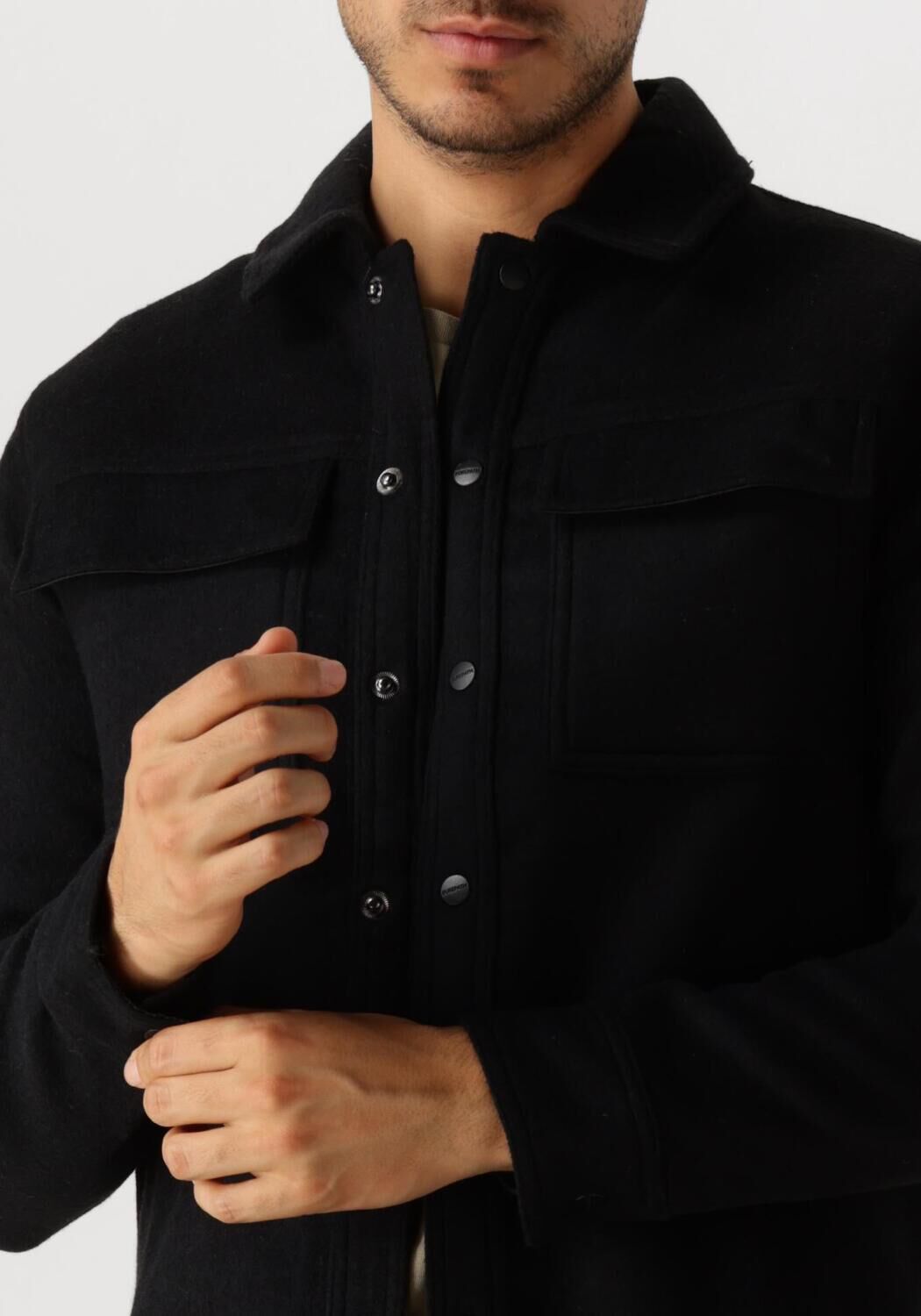 PURE PATH Heren Overshirts Regular Fit Shirts Over203 Zwart
