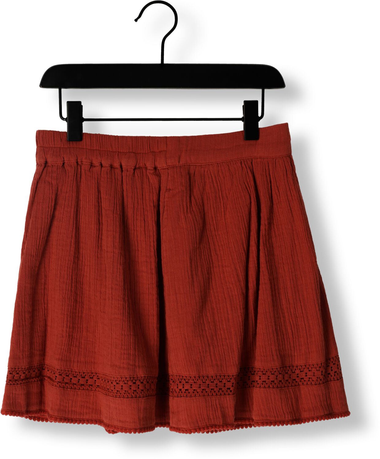 SCOTCH & SODA Meisjes Rokken Lace Detail Crinkle Cotton Mini Skirt Bruin