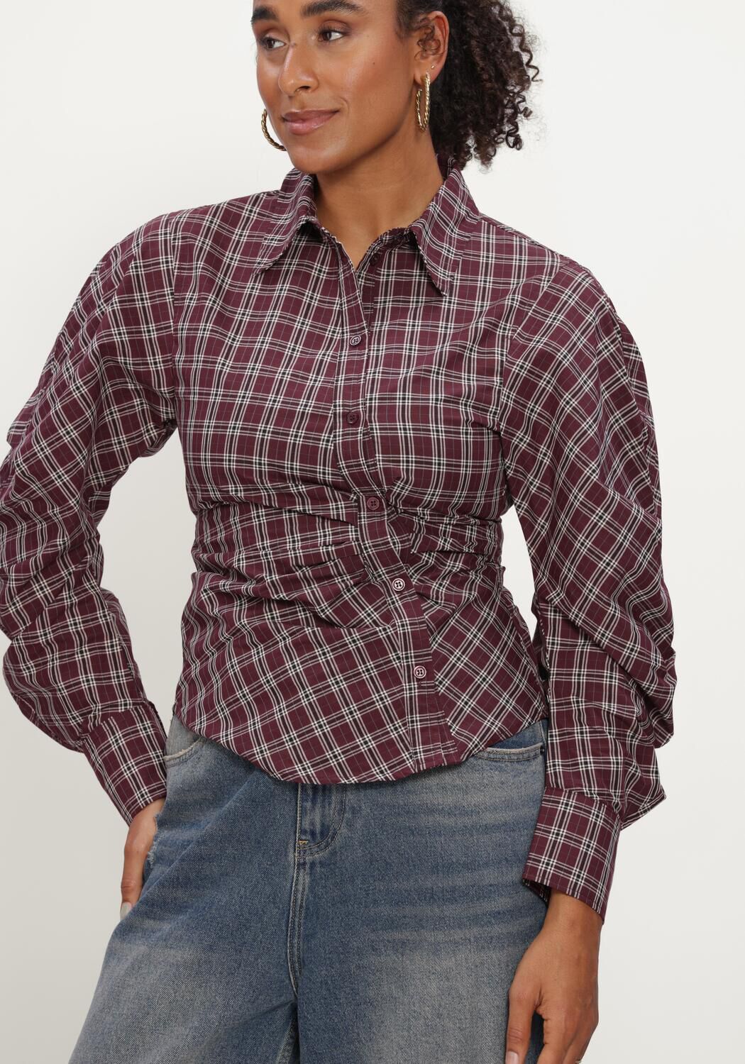 Bordeaux NEO NOIR Blouses NEOELLA MEDIUM CHECK SKIRT - large