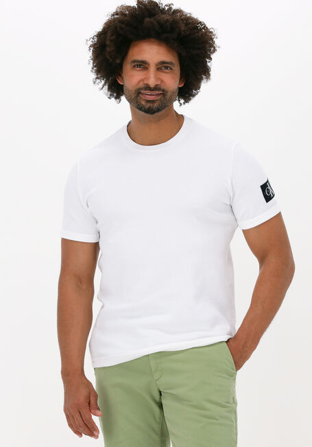 Witte CALVIN KLEIN T-shirt MONOGRAM BADGE WAFFLE SS TEE - large