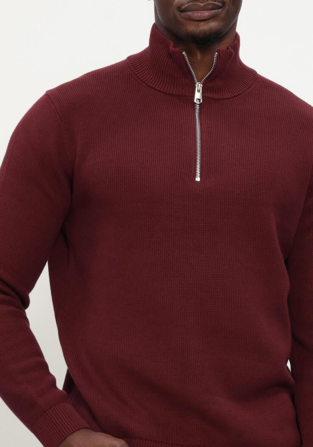 Bordeaux SELECTED MEN Trui SLMDANE LS KNIT STRUCTURE HALF ZIP - large