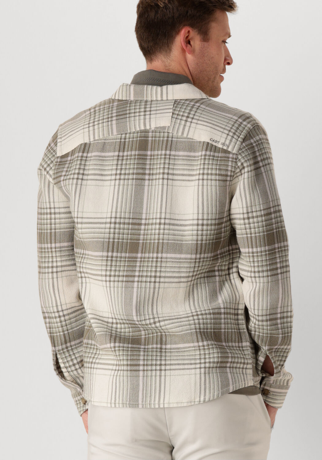CAST IRON Heren Overshirts Long Sleeve Shirt Check Weave Yd Beige