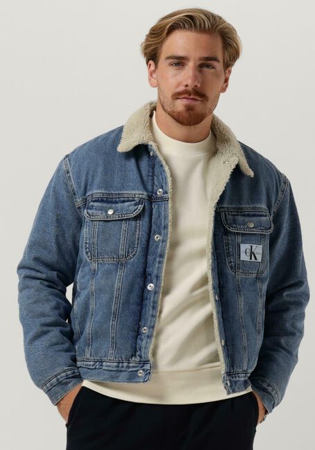 Blauwe CALVIN KLEIN Spijkerjas REGULAR 90S SHERPA DENIM JACKET - large