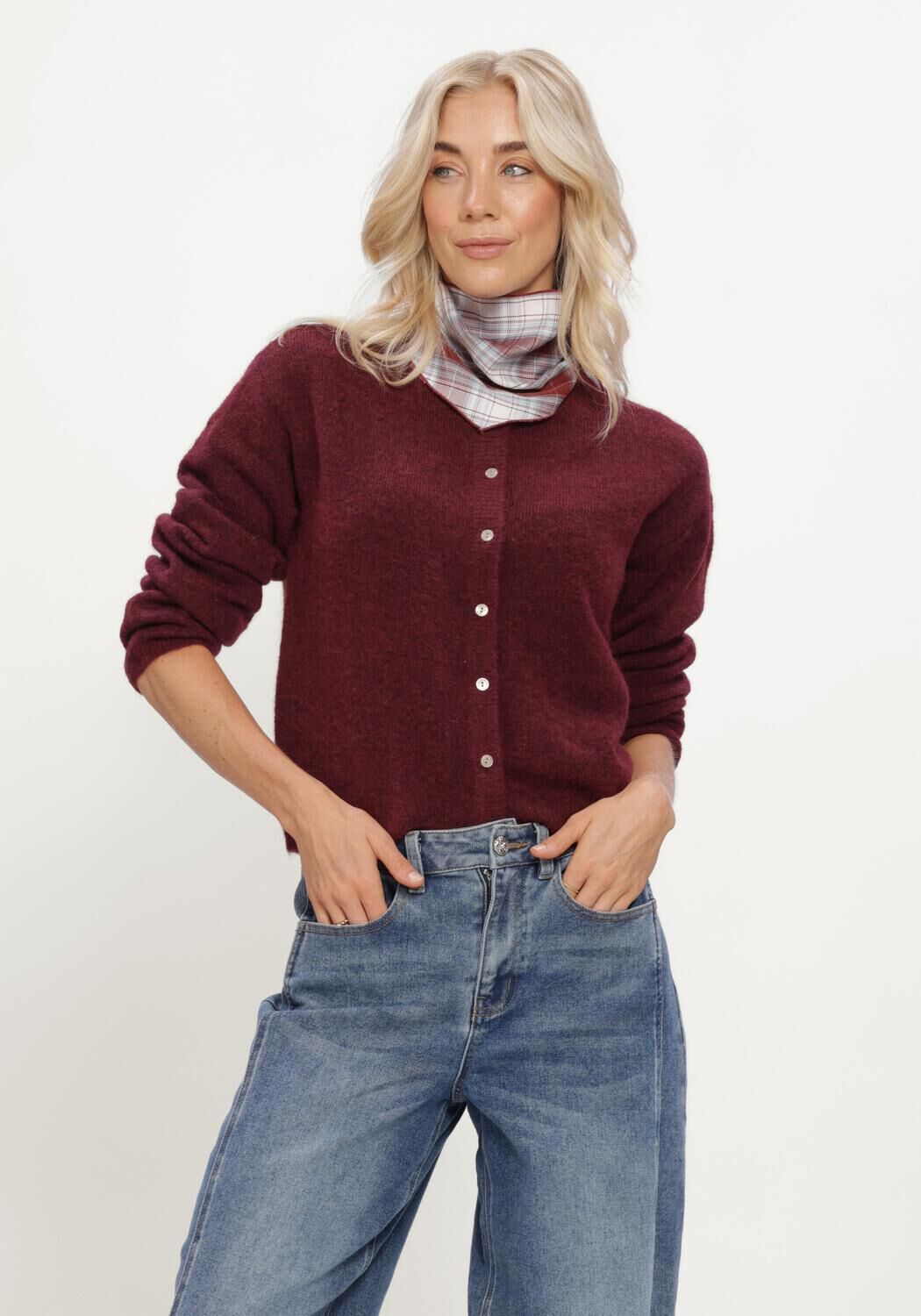 Bordeaux OBJECT Trui OBJAGATE L/S RE KNIT CARDIGAN NOOS - large