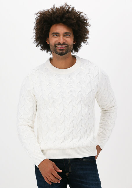 Gebroken wit SELECTED HOMME Trui SLHRABI LS KNIT CABLE CREW NEC - large