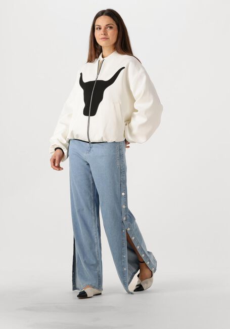 Lichtblauwe ALIX THE LABEL Straight leg jeans LADIES WOVEN CHAMBRAY DENIM PANTS - large