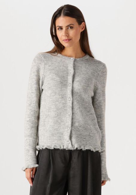Lichtgrijze SELECTED WOMEN Vest SLFLULU FRILL LS KNIT CARDIGAN - large