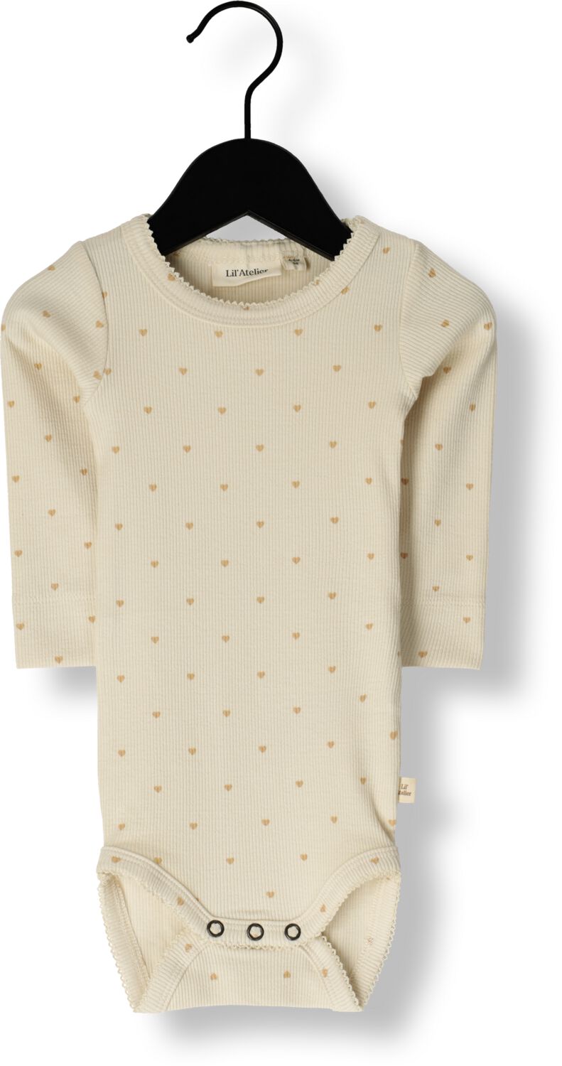 LIL' ATELIER BABY romper NBFGAGO offwhite roze Ecru Meisjes Katoen Ronde hals 80