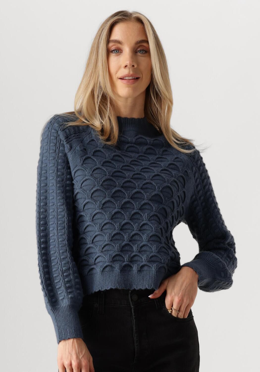 OBJECT Dames Truien & Vesten Objsida Knit L s Re Pullover Blauw