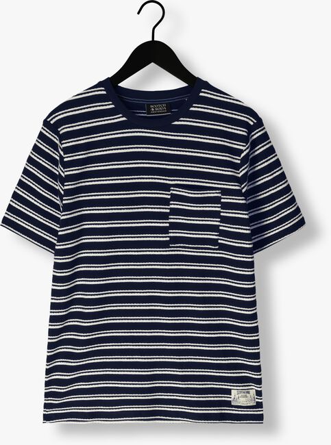 Donkerblauwe SCOTCH & SODA T-shirt STRUCTURED STRIPE POCKET T-SHIRT - large