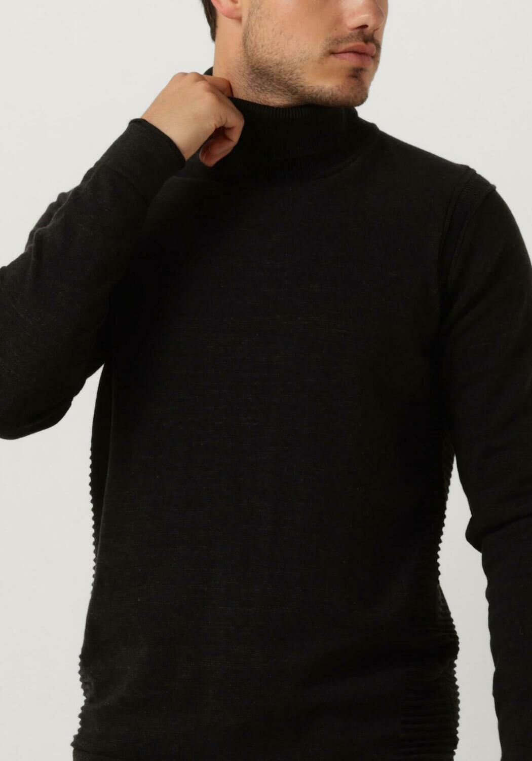 CAST IRON Heren Truien & Vesten Turtleneck Cotton Heather Plated Zwart