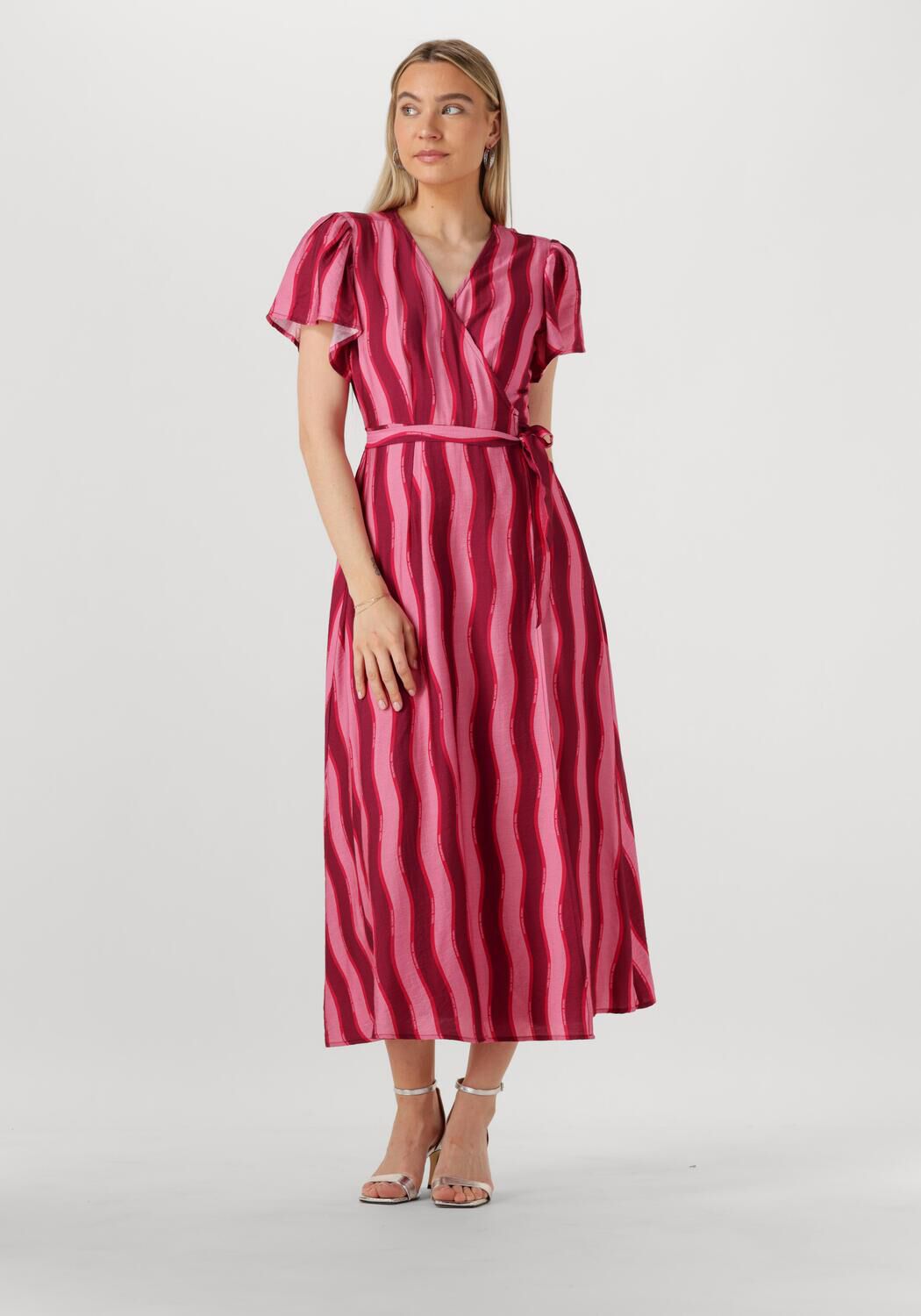 COLOURFUL REBEL Dames Jurken Ava Striped Real Wrap Maxi Dress Ss Roze