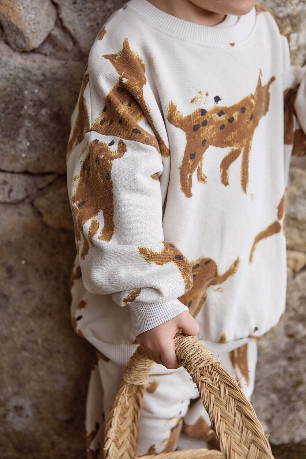 Beige PLAY UP Sweater PRINTED FLEECE SWEATER - large