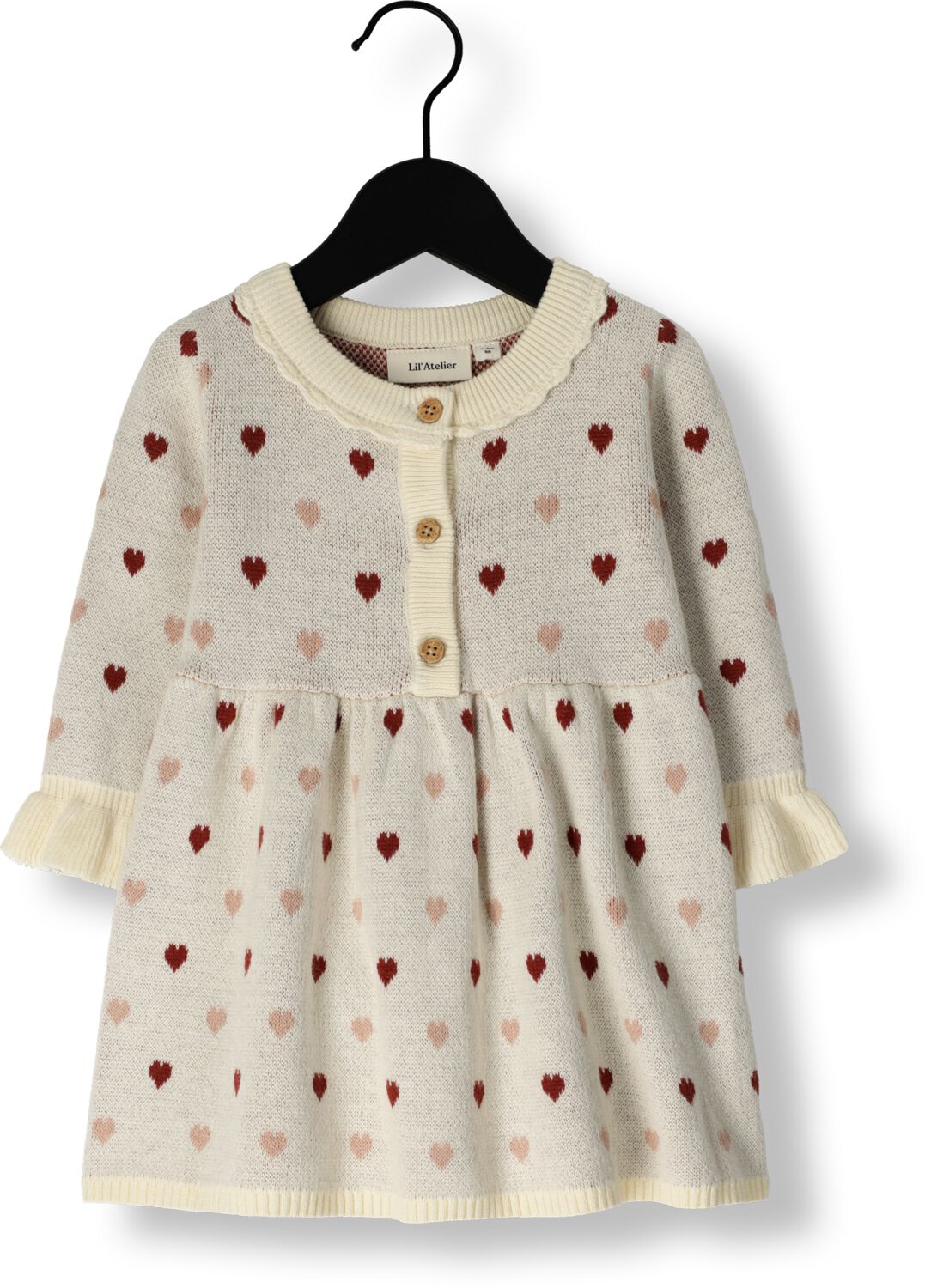 LIL' ATELIER Baby Jurken & Rokken Nbfsaran Ls Knit Dress Heart Lil Beige
