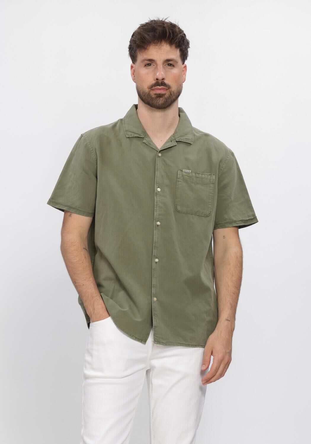 Groene BARBOUR Casual overhemd LANDKEY OVERDYED - large