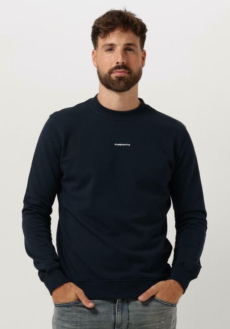 Donkerblauwe PUREWHITE Trui CREWNECK WITH FRONT PRINT AND BACK ARTWORK - large