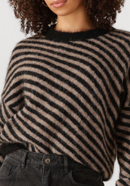 Zwarte BY-BAR Trui DIAGONAL NATURAL PULLOVER - large