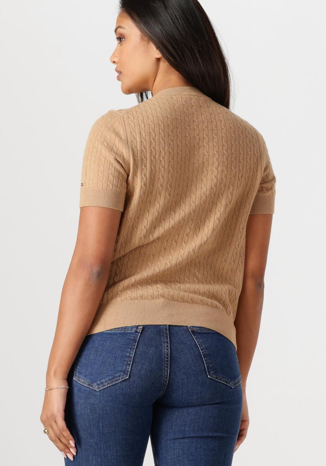 TOMMY HILFIGER Dames Tops & T-shirts Mini Cable C-nk Cardi Ss Bruin