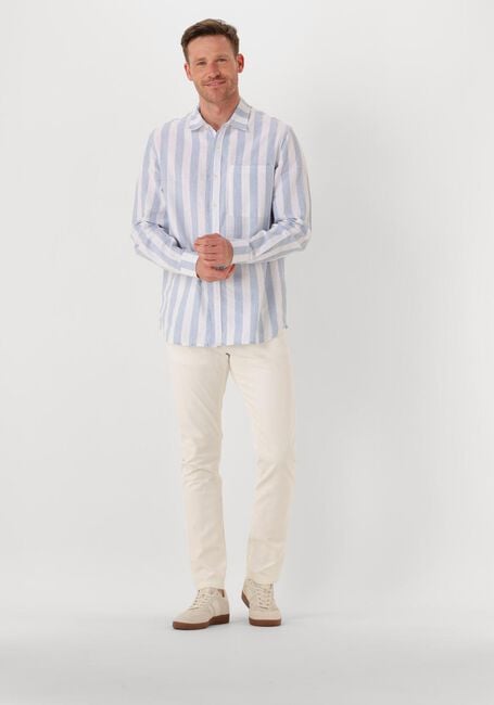 Lichtblauwe SCOTCH & SODA Casual overhemd YARN-DYED LINEN BLEND STRIPED REGULAR FIT SHIRT - large