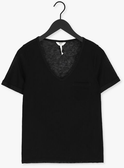 Zwarte OBJECT T-shirt OBJETESSI SLUB S/S V-NECK NOOS - large