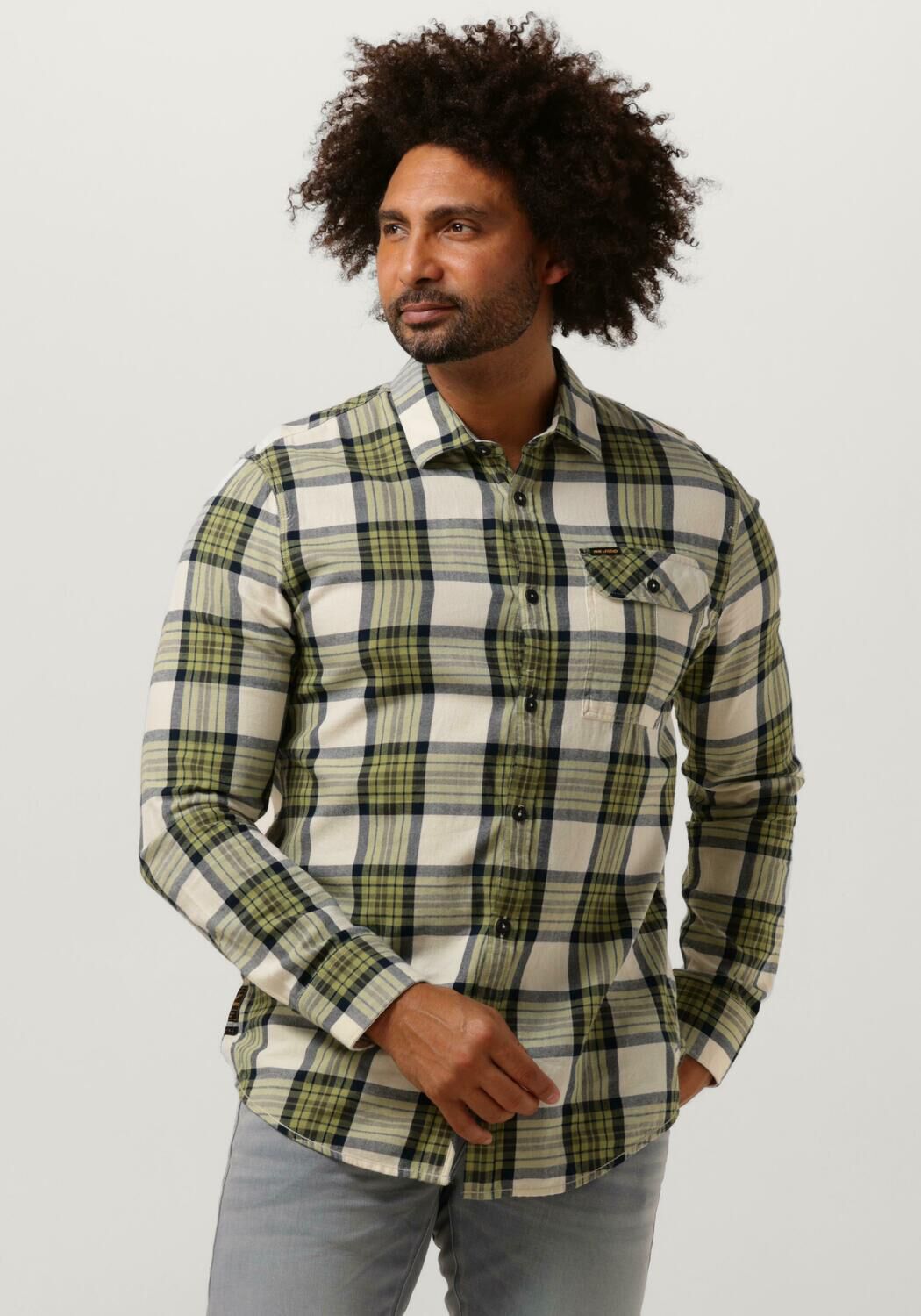 PME LEGEND Heren Overhemden Long Sleeve Shirt Ctn Twill Check Groen