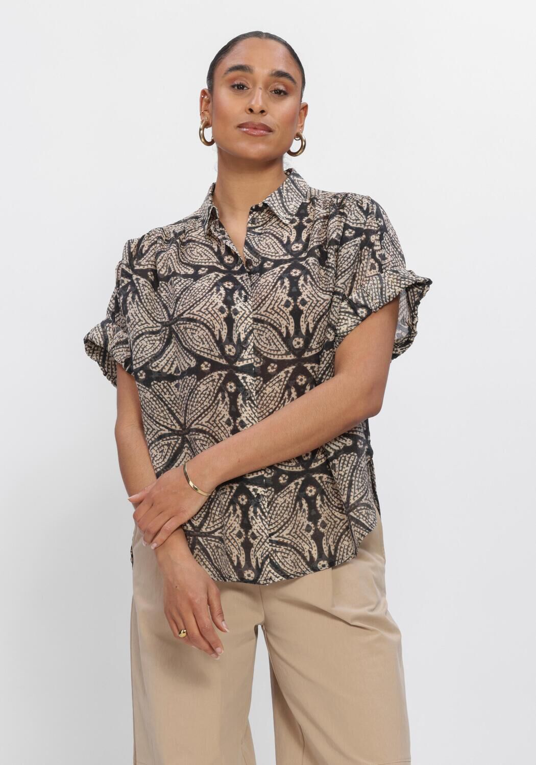 Zwarte SUMMUM Blouses BLOUSE ETHNIC PRINT - large