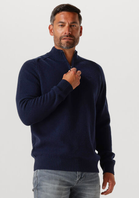 Donkerblauwe BARBOUR Trui GRANGETWON HALF ZIP KNITTED JUMPER - large