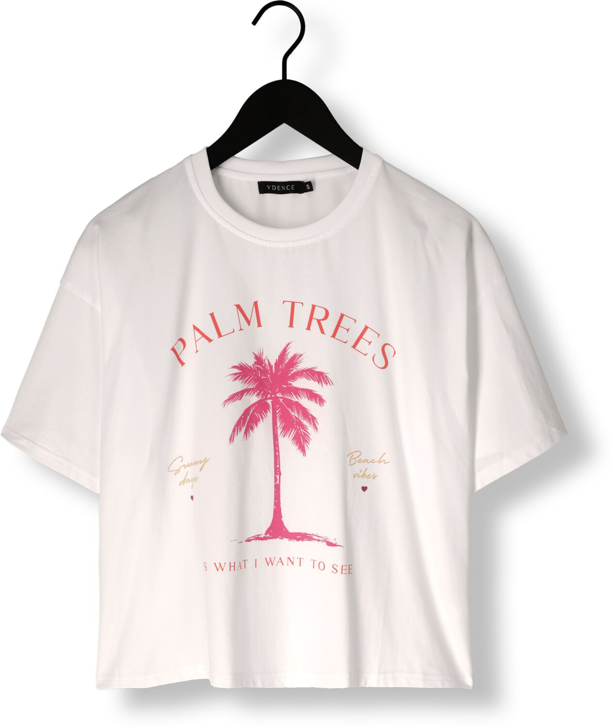 YDENCE Dames Tops & T-shirts T-shirt Palm Trees Roze