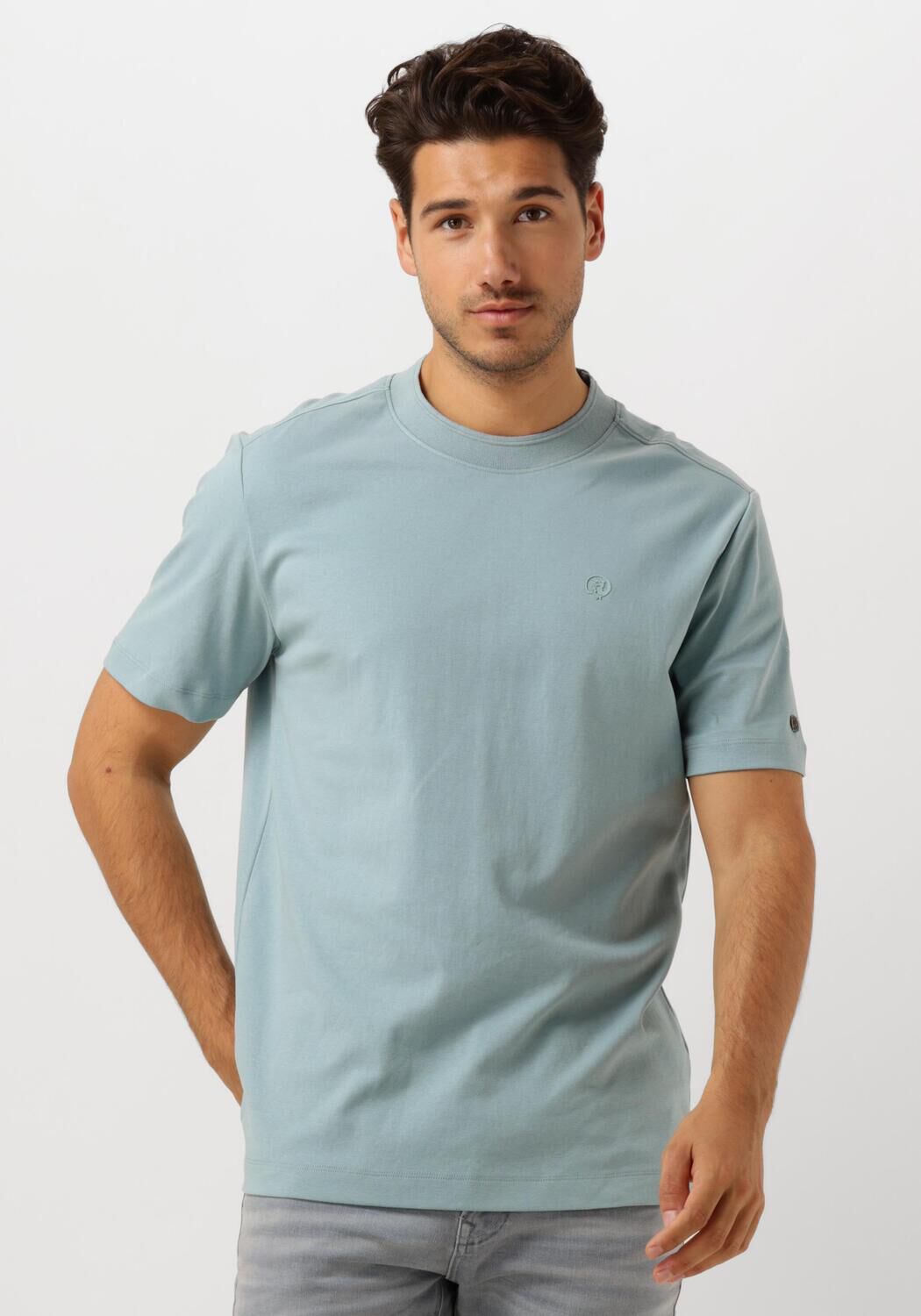 CAST IRON Heren Polo's & T-shirts Short Sleeve R-neck Regular Fit Interlock Blauw