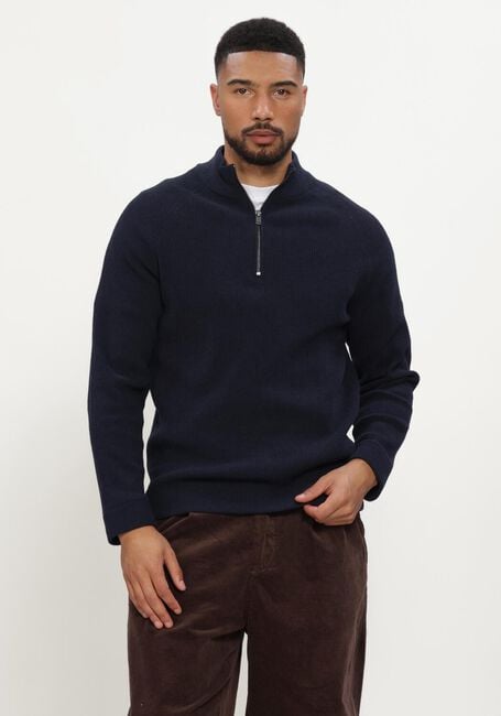Donkerblauwe JC RAGS Trui PULLOVER HALF ZIP EMILE - large