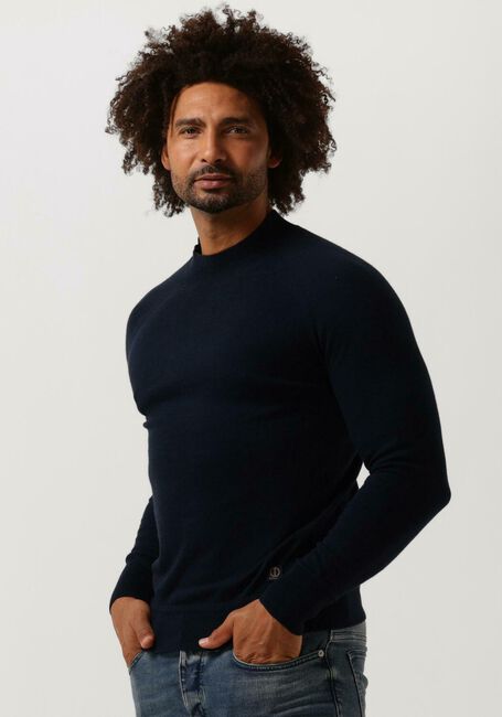 Donkerblauwe DSTREZZED Trui MOCK NECK SOFT COTTON MELANGE - large