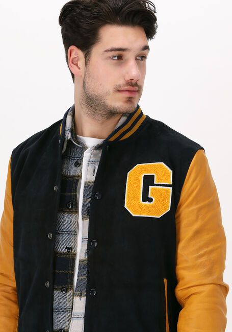 Blauwe GOOSECRAFT Leren jas BOB BOMBER - large