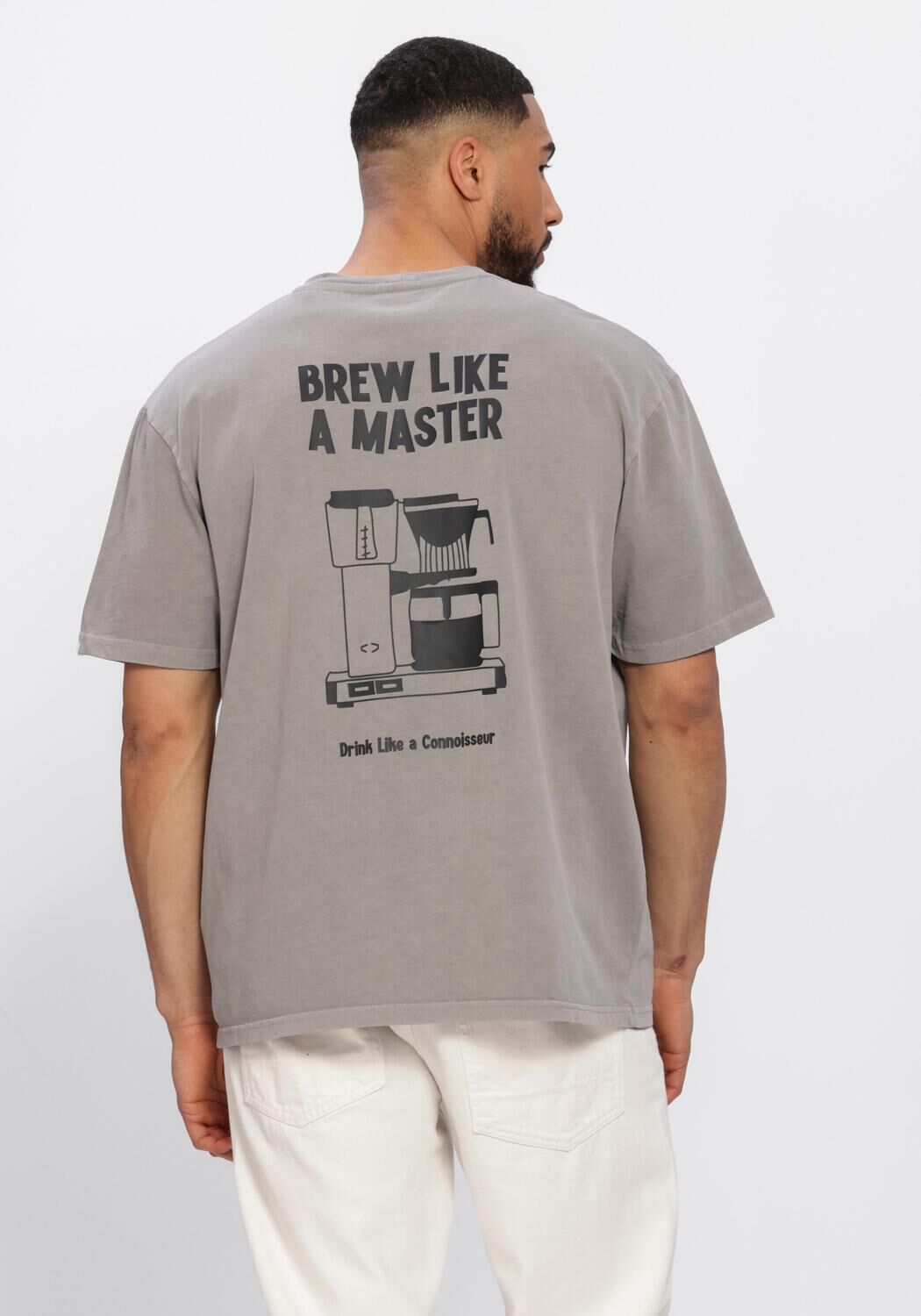 Grijze ANERKJENDT T-shirt AKVILLADS BREWLIKEAMASTER SS TEE - large